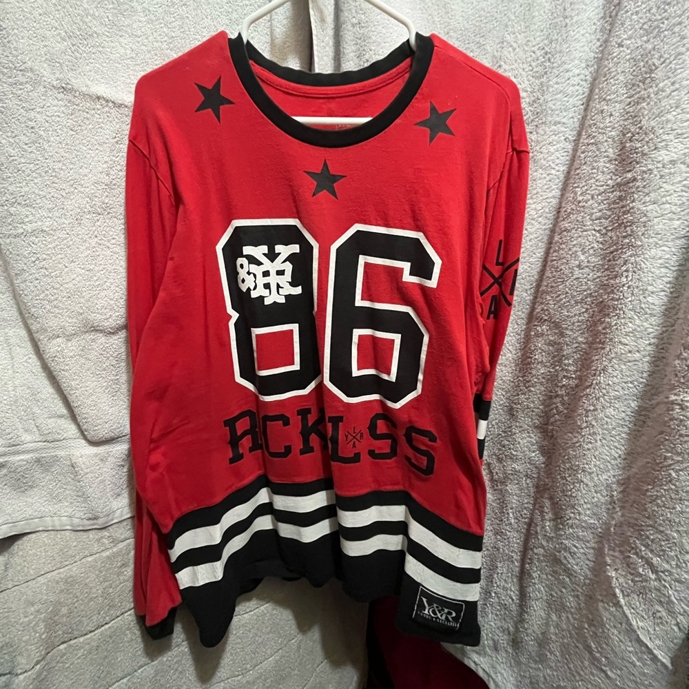 Young & Reckless Red and Black Long Sleeve Tee